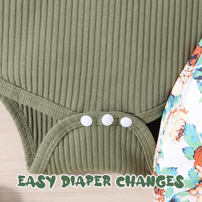 GDTOGRT Baby Girl Clothes Newborn Infant Outfits Ruffle Romper+ Floral Pants + Cute Headband Sets for Girls