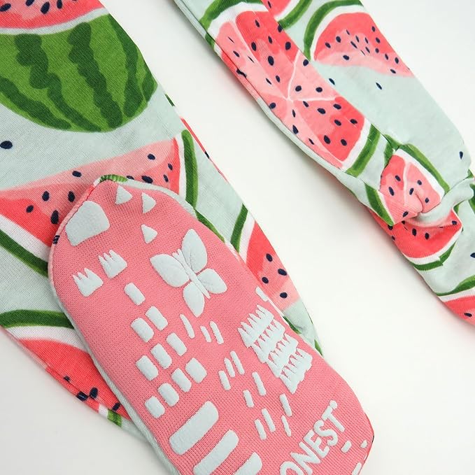 HonestBaby Non-Slip Footed Pajamas One-Piece Sleeper Zip-Front Pjs 100% Organic Cotton for Baby Girls