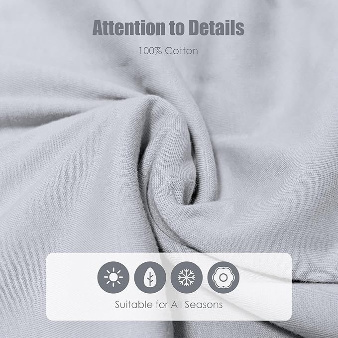 SWEET DOLPHIN Baby Sleep Sack 6-12 Months - 100% Cotton 2-Way Zipper TOG 0.5 Infant Wearable Blanket, Newborn Essentials Toddler 3 Pack Sleeping Sacks - Grey