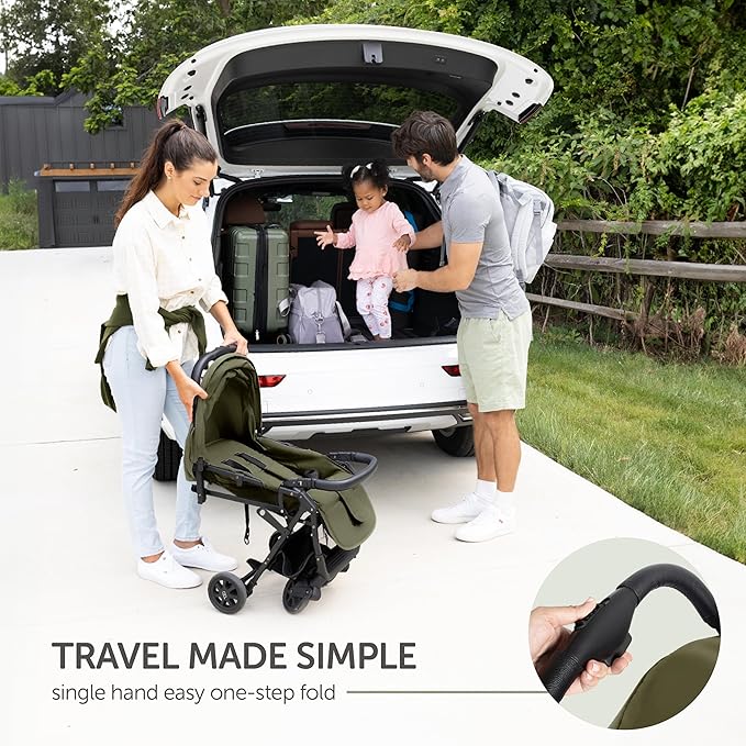 Lightweight Travel Stroller for Baby & Toddlers - Easy Fold & Compact Stroller with Canopy, Storage Basket, Multi-Position Recline & Convenient One-Hand Fold (Green)