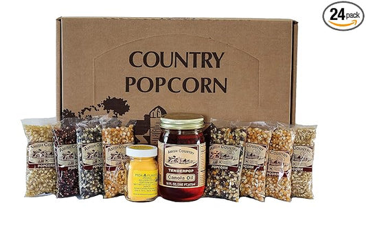 Amish Country Popcorn | 4 Ounce Variety Gift Sets | Old Fashioned, Non-GMO and Gluten Free (Closed Variety Gift Set, 8-4 Ounce)