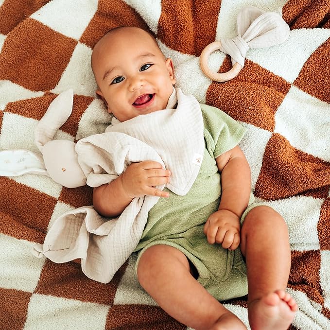 Mikito Organic Cotton Baby Muslin Lovey Bunny - Oeko-TEX & GOTS Certified - Security Blanket & Perfect Loveys for Babies - Unisex New Baby Gift for Ultimate Comfort & Peaceful Dreams