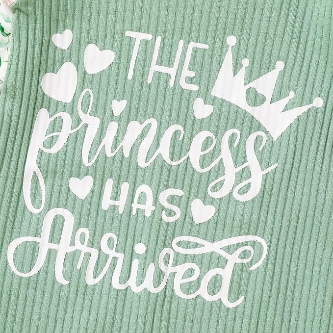GRNSHTS Newborn Baby Girl Romper Infant Letter Print Jumpsuit Floral Bodysuit+Hat+Headband+Gloves Coming Home Clothes Outfits