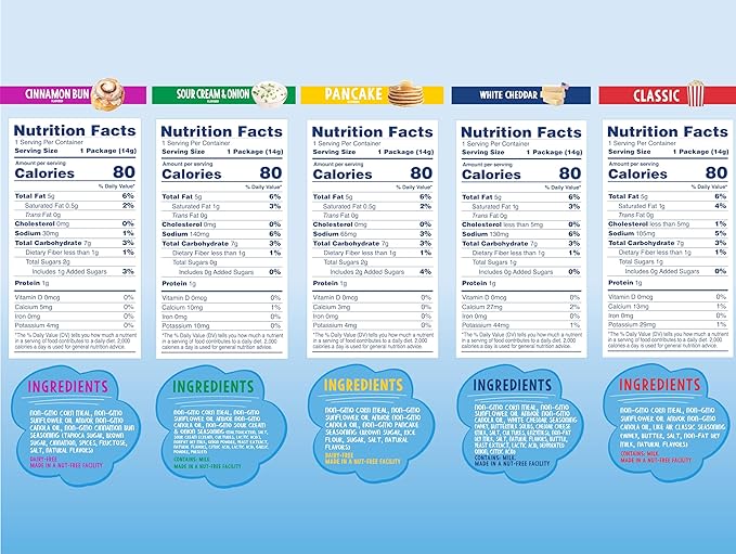 Like Air Puffcorn Variety Pack (0.5 oz, Pack of 20), White Cheddar, Classic, Pancake, Cinnamon Bun, Sour Cream & Onion - 80 Calories, Gluten Free - Shark Tank Product