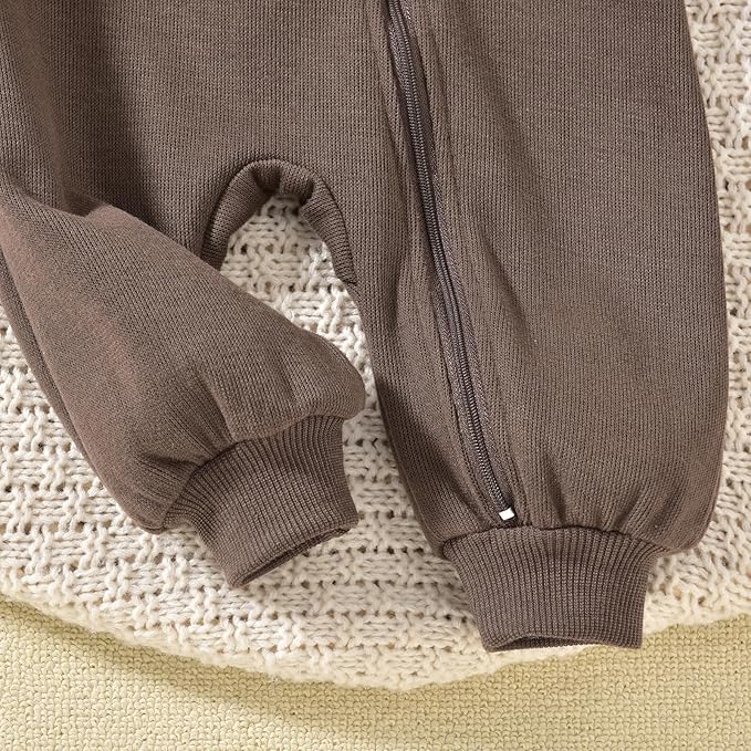 Unutiylo Unisex Baby Boys Girls Long Sleeve Infant Baby Zipper Hooded Jumpsuits Romper Loose Outfit Clothes