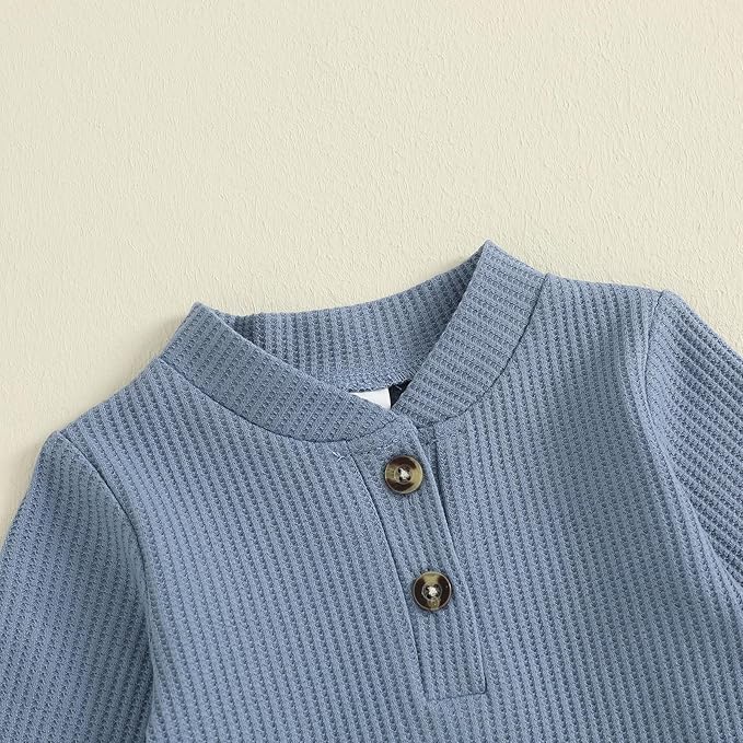 CIYCUIT Newborn Baby Boy Clothes Ribbed Knit Long Sleeve Bodysuit Pants 2-Piece Fall Winter Outfits