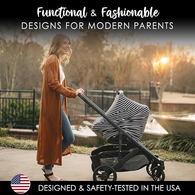 Milk Snob Original 5-in-1 Cover - Nursing Cover for Breastfeeding - Baby Car Seat Cover, Carseat Canopy & Stroller - Essential All-in-One Cover - Gift for Mom, Baby (Modern Stripe)