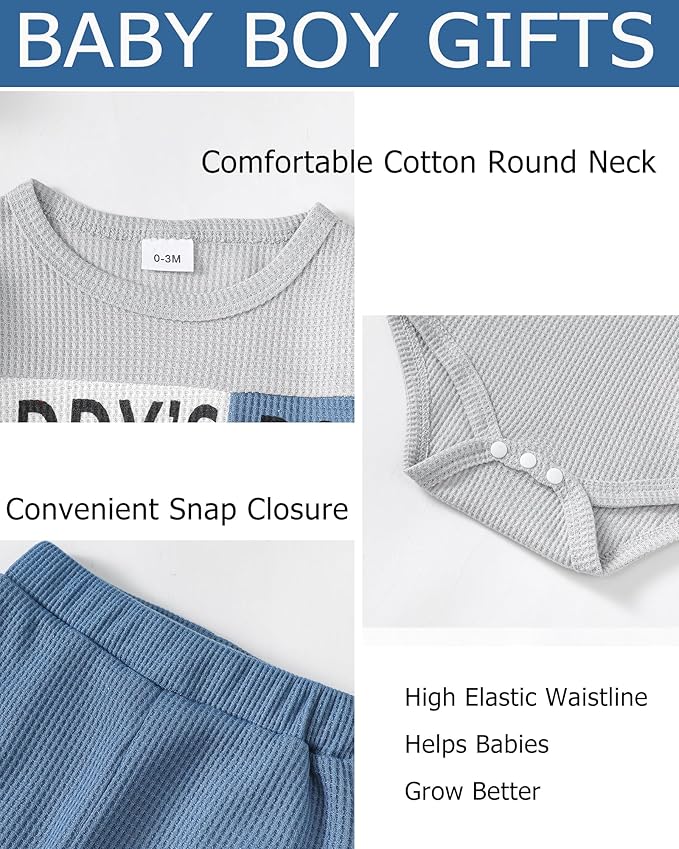 SUNNY PIGGY Baby Boy Clothes Newborn Infant Boys Outfits Romper Hat Pants 3PC Set 0-3 3-6 6-12 12-18 Month Clothing Gift