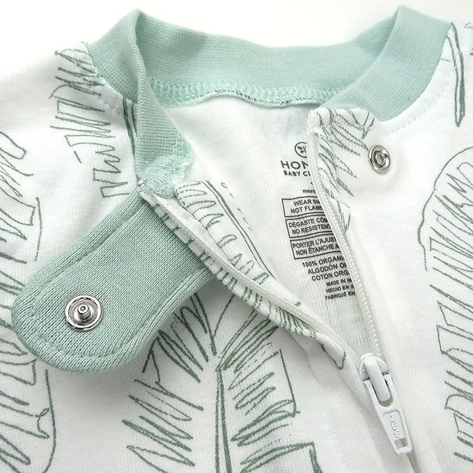 HonestBaby Sleep & Play Footed One-piece Pajama Sleeper 100% Organic Cotton, Baby Boys