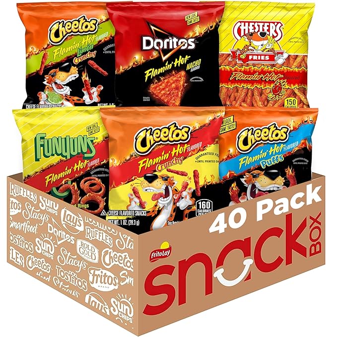 Frito Lay Flamin' Hot Mix, Variety Pack (Pack of 40), Packaging May Vary