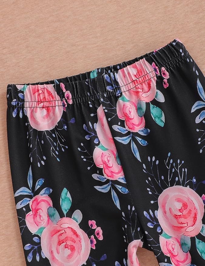 oklady Toddler Baby Girl Clothes Solid Color Ruffle Tops Floral Pants with Headband Fall Winter Cute Girl Outfits