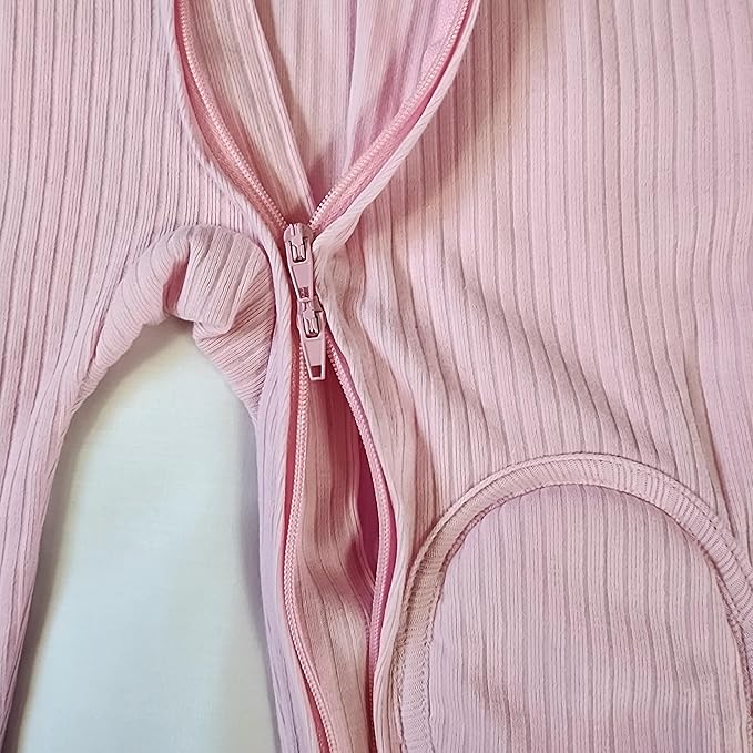 Premium Baby Romper Onesie - 100% Cotton, Double Zipper, Knee & Elbow Pads Extra Safety with Peace of Mind