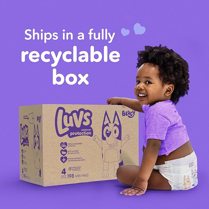 Luvs Size 2 Baby Diapers, Platinum Protection Bluey Diapers for Day & Night, Size 2, 264 Count (Packaging May Vary)