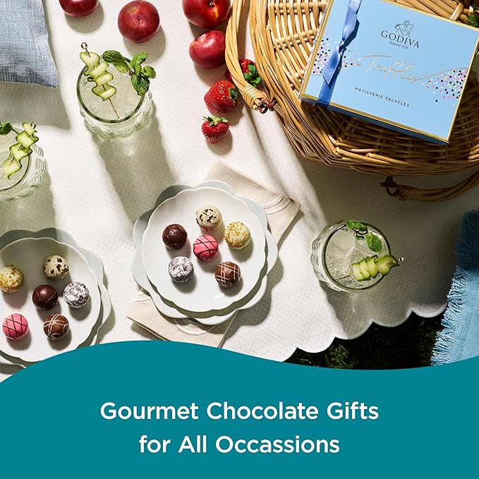 Godiva Chocolatier Patisserie Truffles – Chocolate Dessert Gift Box for Birthday, Graduation, Thank You, Anniversary – 6-Piece Gourmet Candy Box with Milk, White, Dark Chocolate