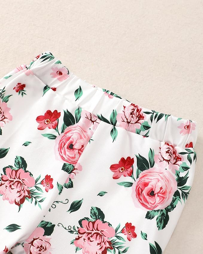 Renotemy Newborn Baby Girl Clothes Outfits Infant Romper Ruffle Floral Pants Cute Toddler Baby Girl Clothes Set