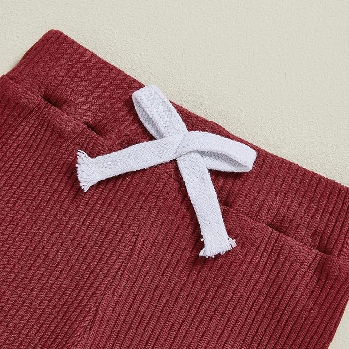 Newborn Baby Boy Clothes Long Sleeve Ribbed Bodysuit Pants Hat 3-Piece Outfit Set