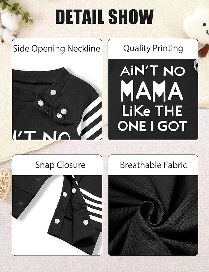 Baby Boy Clothes Infant Mamas Print Romper Stripe Sleeve Outfits Fall Winter Baby Clothing Jumpsuit