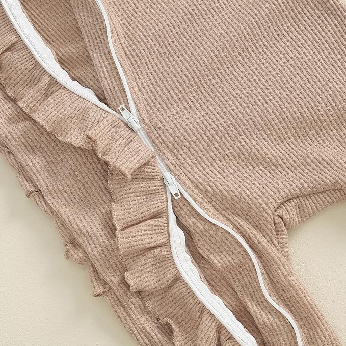 Baby Girl Footies Newborn Zipper Sleeper 2 Pack Ruffle Pajamas Romper Coming Home Outfit