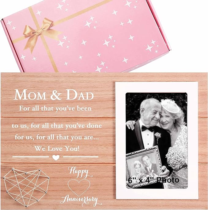 Happy Wedding Gifts for Mother Father-for All That You're Been to Us, for All That You've Done for Us-Anniversary Marriage Photo Frame Present for Mom Dad -Parents Picture Frame from Son Daughter