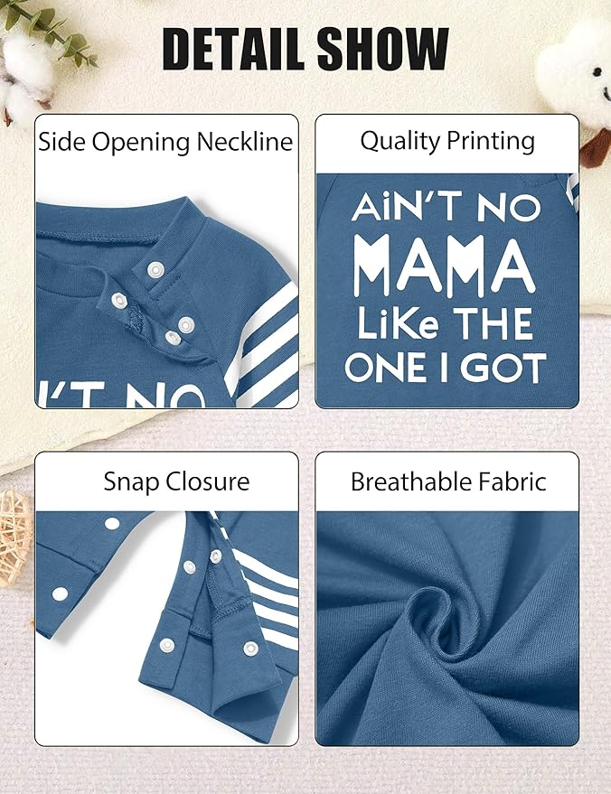 Baby Boy Clothes Infant Mamas Print Romper Stripe Sleeve Outfits Fall Winter Baby Clothing Jumpsuit