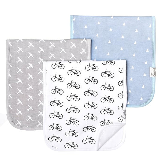 Copper Pearl Premium Baby Burp Cloths - 3-Pack Large Cotton Burp Cloths, Extra Soft Spit Up Rags with 3 Absorbent Layers, Perfect for Baby Boy and Baby Girl Gifts (21" x 10" Size, Cruise Set)