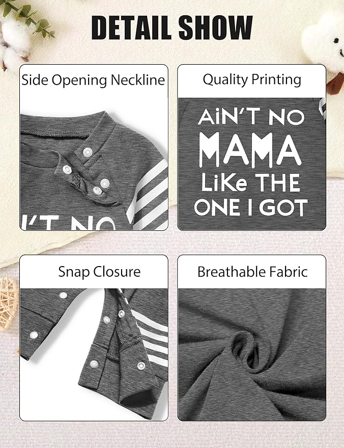 Baby Boy Clothes Infant Mamas Print Romper Stripe Sleeve Outfits Fall Winter Baby Clothing Jumpsuit