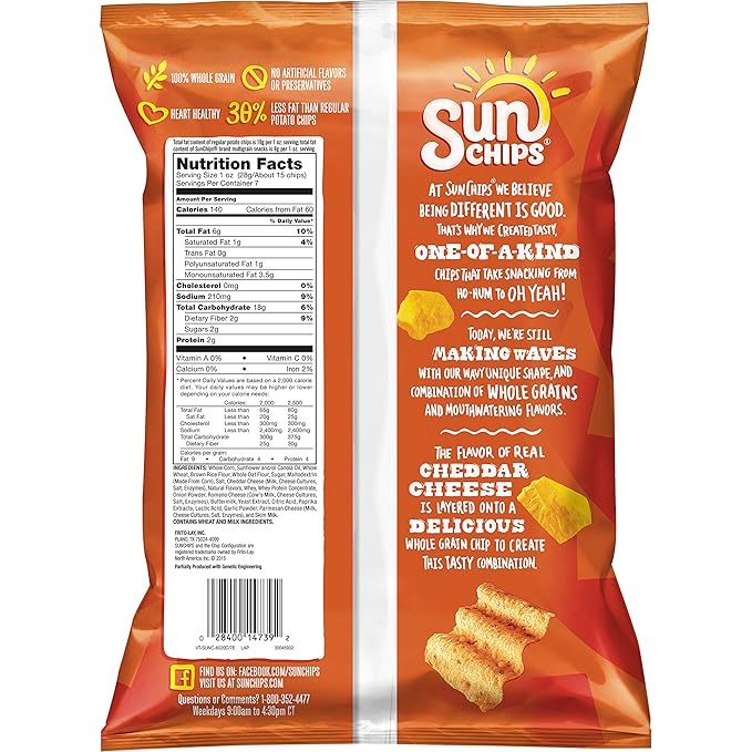 Sunchips Multigrain Snacks Harvest Cheddar, 7 Oz