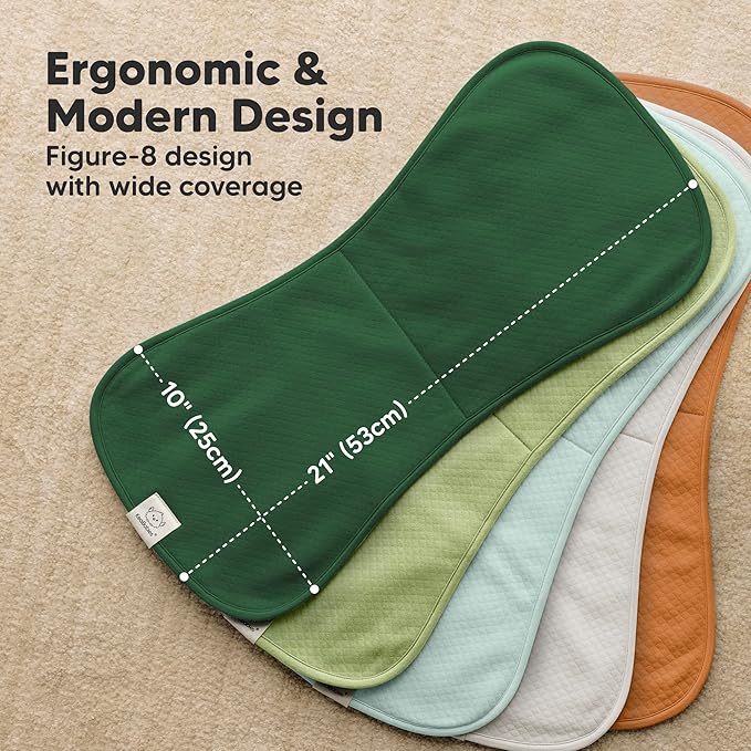 KeaBabies 5-Pack Organic Burp Cloths Baby Girl, Boy - Extra Large, Absorbent Baby Burp Cloths, Soft Burping Cloths for Babies, Newborn Burp Clothes, Cotton Burp Rags,Thick Burp Cloth (Hunter/Quin)