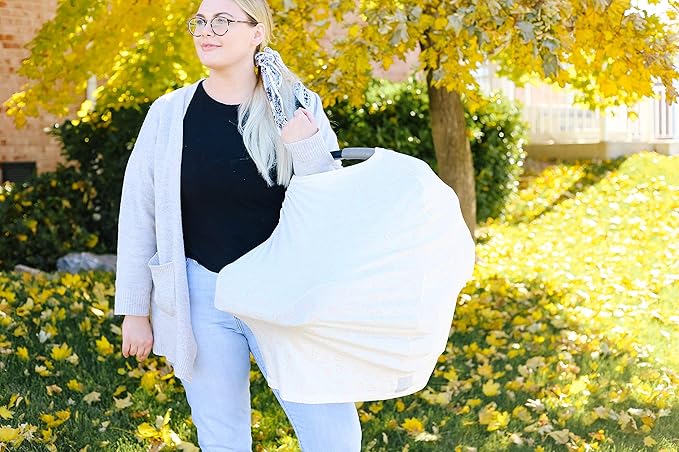Baby Car Seat Cover Canopy and Nursing Cover Multi-Use Stretchy 5 in 1 Gift Lola by Copper Pearl