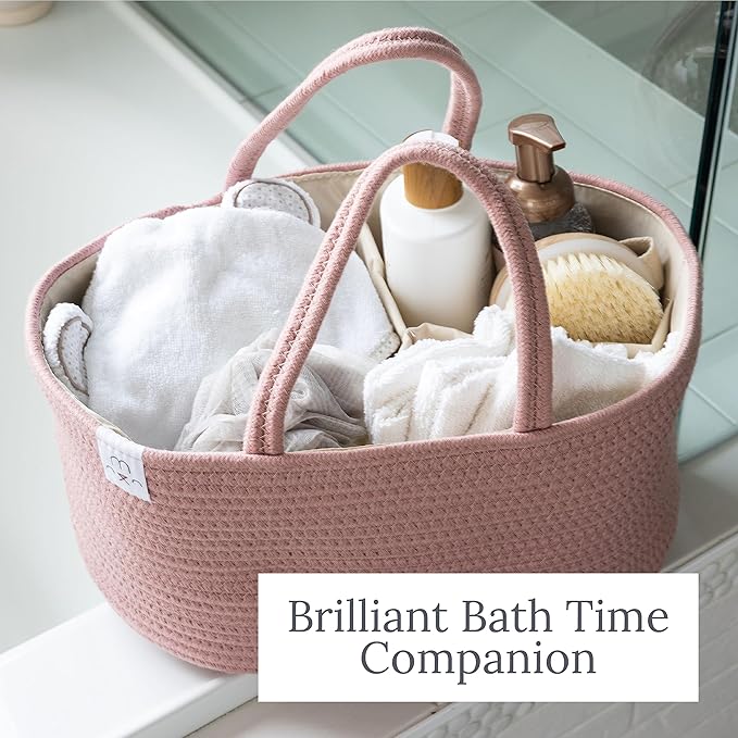 Natemia Baby Diaper Caddy Organizer - Baby Shower Basket for Gifts - Nursery Storage for Diapers, Wipes, Breast Pump - Portable Organizer and Gift Bag - Newborn Essentials