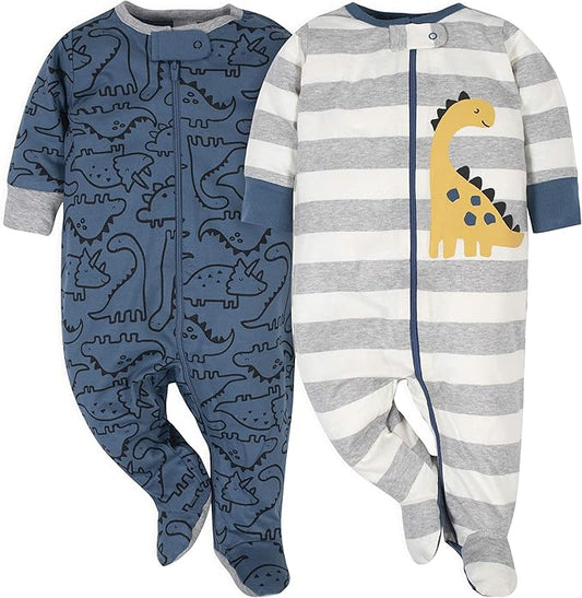 Gerber Baby Boys' 2-Pack Footed Pajamas