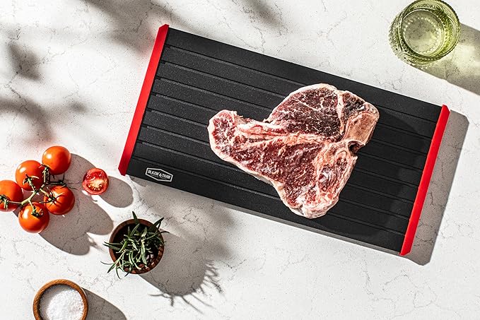 BLAZIN' THAW Defrosting Tray for Frozen Meat | 16" Family-Size | Aluminium Plate for Thawing Frozen Food | Natural Thawing Process | No Microwaves, No Cold/Warm Water Required |