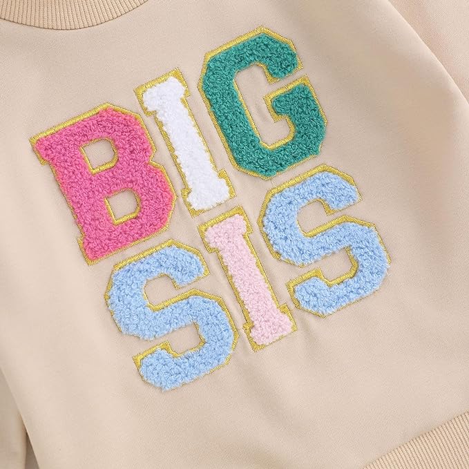 Infant Baby Girl Fall Outfit Sweatshirt Romper Letter Embroidery Jumpsuit Big Lil Sis Matching Newborn Winter Clothes
