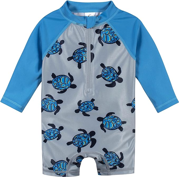 Gerber Boys' Toddler Long Sleeve One Piece Sun Protection Rashguard Swimsuit