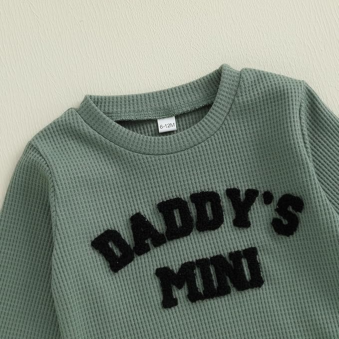 Kupretty Baby Boy Clothes 3 6 12 18 Months Fall Winter Outfit Mama's Boy Embroidery Waffle Long Sleeve Romper Pants Set