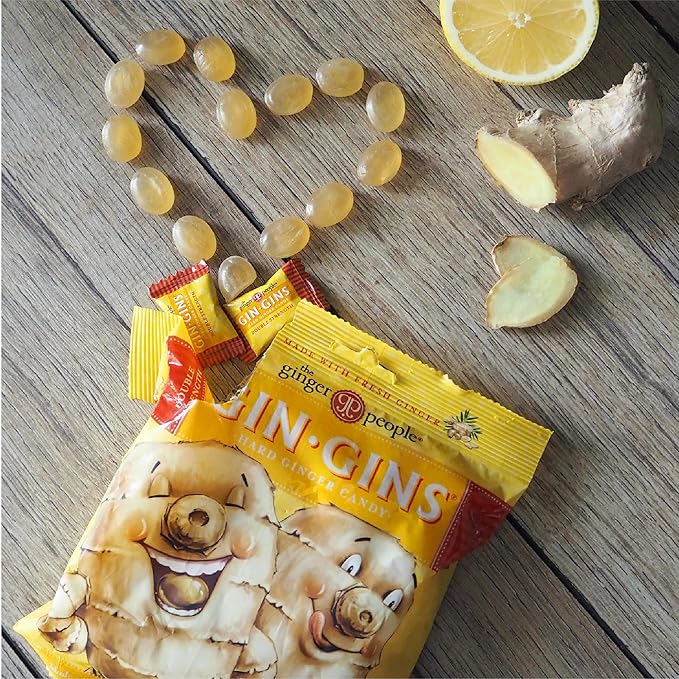 The Ginger People GIN GINS Hard Candies - Super Strength & Double Strength - 1lb bags - Pack of 2