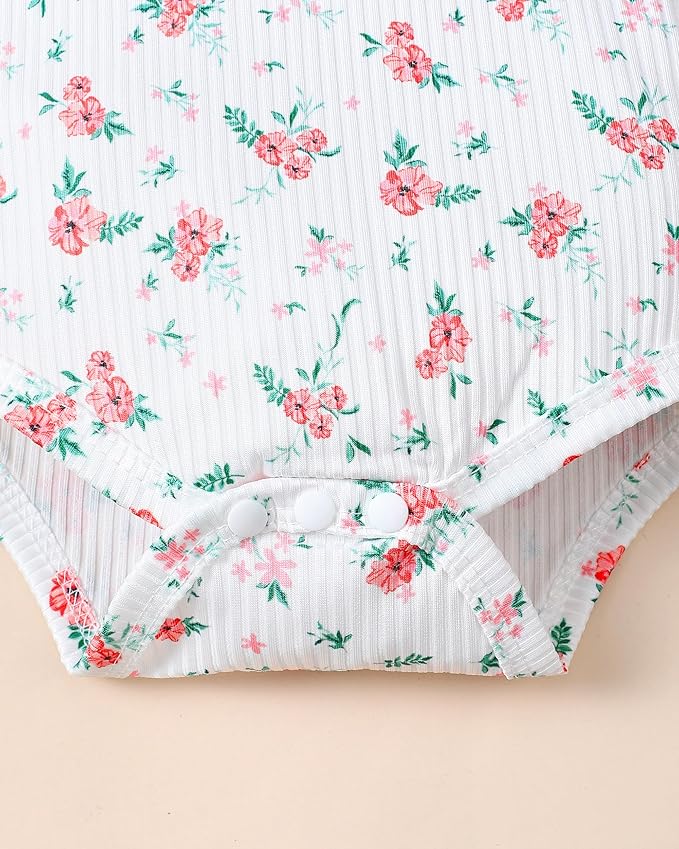 Renotemy Newborn Baby Girl Clothes Outfits Infant Romper Ruffle Floral Pants Cute Toddler Baby Girl Clothes Set
