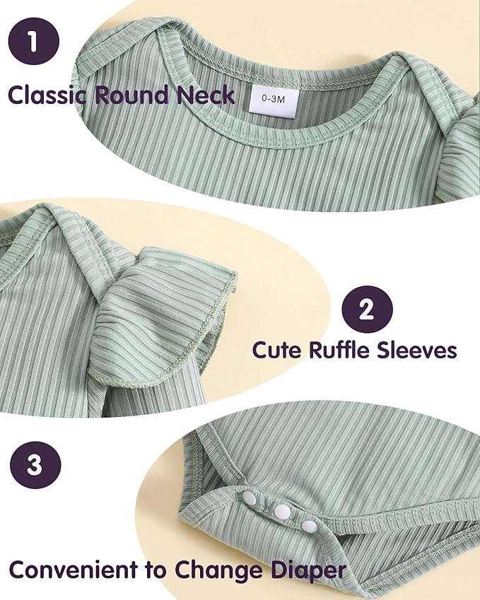 Baby Girl Clothes Newborn Infant Outfits Cute Summer Clothes Spring Romper Set+Hat+Headband