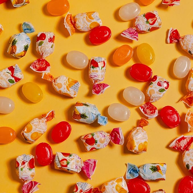 Assorted Fruit Hard Candy Individually Wrapped by Cambie, 6 lbs of Fruit Candy with a Deliciously Sweet Hard Exterior with a Soft, Decadent Filled Center