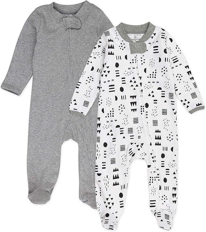 HonestBaby Baby Sleep N' Play One-Piece Zip-Front Footed Organic Cotton Pajama Sleeper