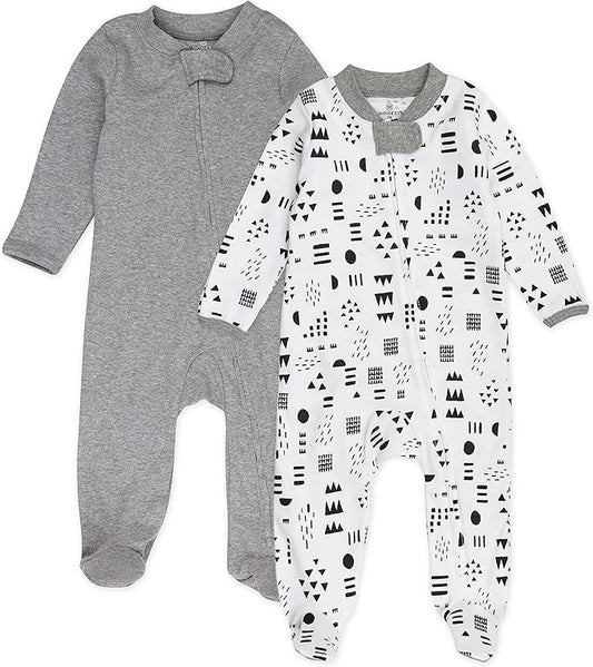 HonestBaby Baby Sleep N' Play One-Piece Zip-Front Footed Organic Cotton Pajama Sleeper