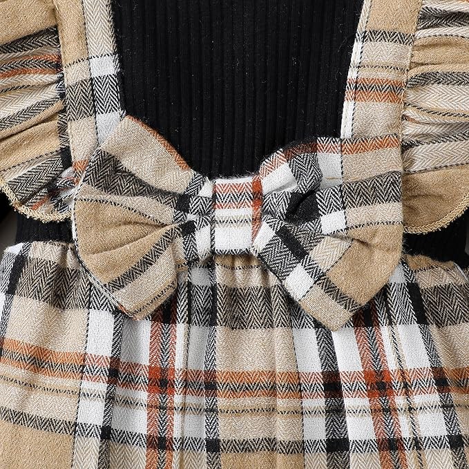 Newborn Infant Baby Girl Clothes Fall Winter Plaid Long Sleeve Jumpsuit One Piece Romper Bodysuit Baby Overalls Outfits