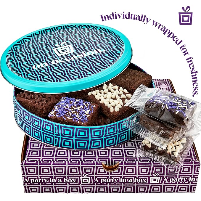 On Occasion Chocolate Brownies Individually Wrapped – Fudge Dessert Gift Box – Gourmet Fresh Baked Treats – Premium Bakery Selection