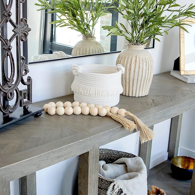 NaturalCozy 3-Piece Decorative Storage Basket Set – Cotton Rope Woven Baskets for Organizing! Small Storage Bins for Nursery Baby Stuff, Gift, Montessori, Dog Toy Bin, Cat Toys, Bathroom Shelves