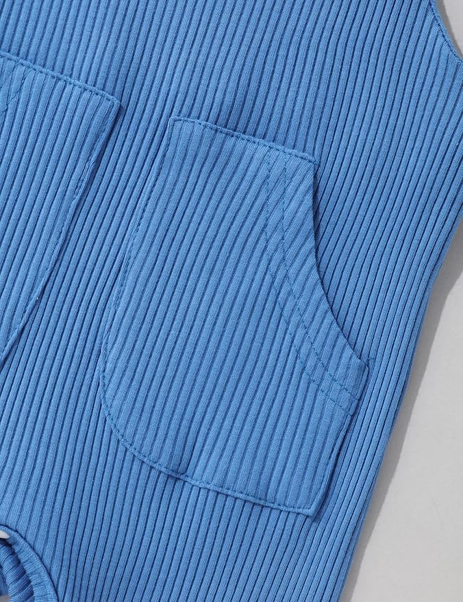 oklady Baby Boy Clothes Stripe Pattern Print Romper Top and Baby Overalls with Hat 0-18 Months Baby Boy Outfits