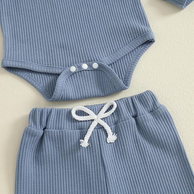 CIYCUIT Newborn Baby Boy Clothes Ribbed Knit Long Sleeve Bodysuit Pants 2-Piece Fall Winter Outfits