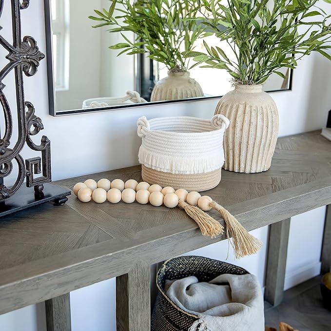 NaturalCozy 3-Piece Decorative Storage Basket Set – Cotton Rope Woven Baskets for Organizing! Small Basket for Nursery Baby Stuff, Gift Basket, Montessori, Dog Toy Bin, Cat Basket, Bathroom Shelves