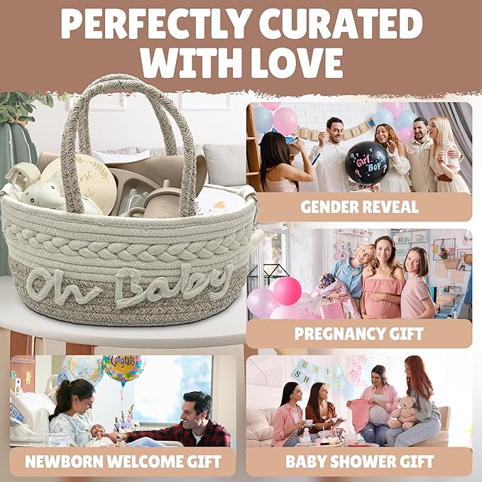 Baby Gift Basket | 11 Piece Baby Essentials – Baby Gift Set – Baby Boy Gifts & Baby Girl Gifts – Newborn Must Haves & Baby Shower Gifts with Plate, Bib, Cup, Feeder, Outfit & Rattles