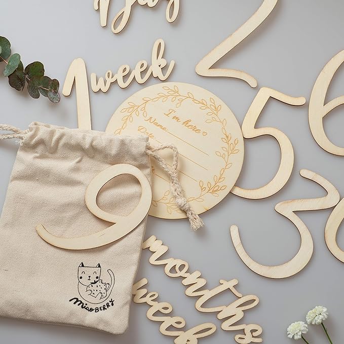 Baby Milestone Numbers|Baby Photo Props Wooden|Newborn Birth Announcement Card Wooden|