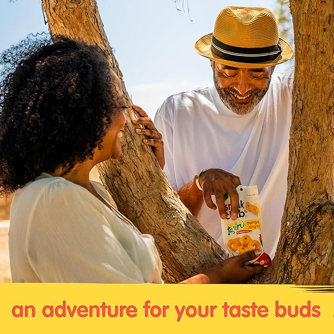 Snak Club Tajin Mango Rings Gummy Candy, Fruit Candy Gummies with Chili and Lime Seasoning, Mild, Gluten-Free and Vegan Snacks, 11 oz Resealable Bag